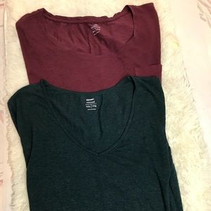 OLD NAVY TOPS PLUM/GREEN CREW/V NECK SIZE XXL